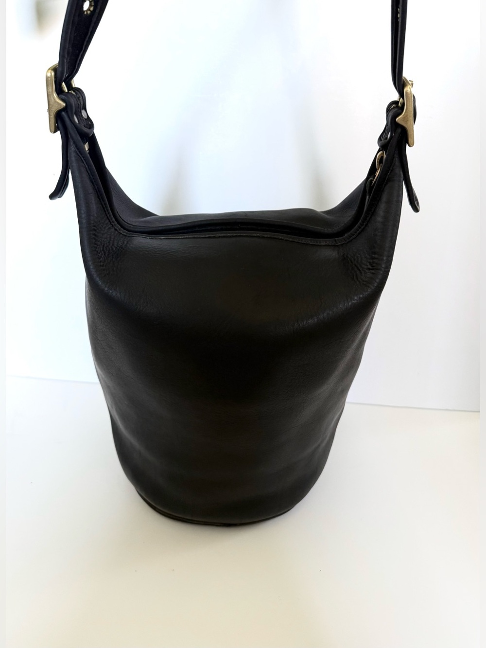 Vintage Coach 9085 Leather XL Duffle Bag Black Feed Sac Bucket Purse USA - Picture 2 of 15